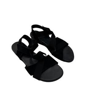 Arche Women's Black Suede Elastic Cross Straps Flat‎ Sandals Size 39